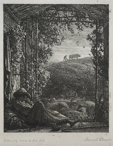 The Sleeping Shepherd by Samuel Palmer, print, 1857