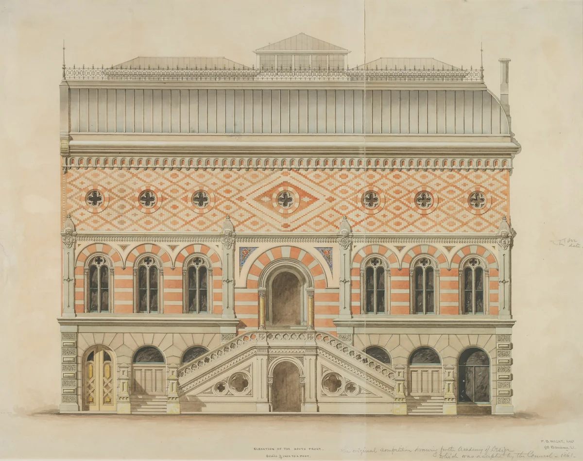 National Academy of Design Competition, New York, New York, South Elevation by Peter Bonnett Wight, drawing, 1861