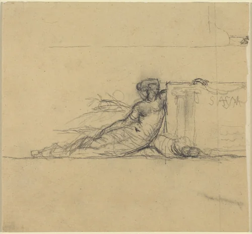 Seated Female Figure for "San Francisco" by Charles Meryon, drawing, 1856