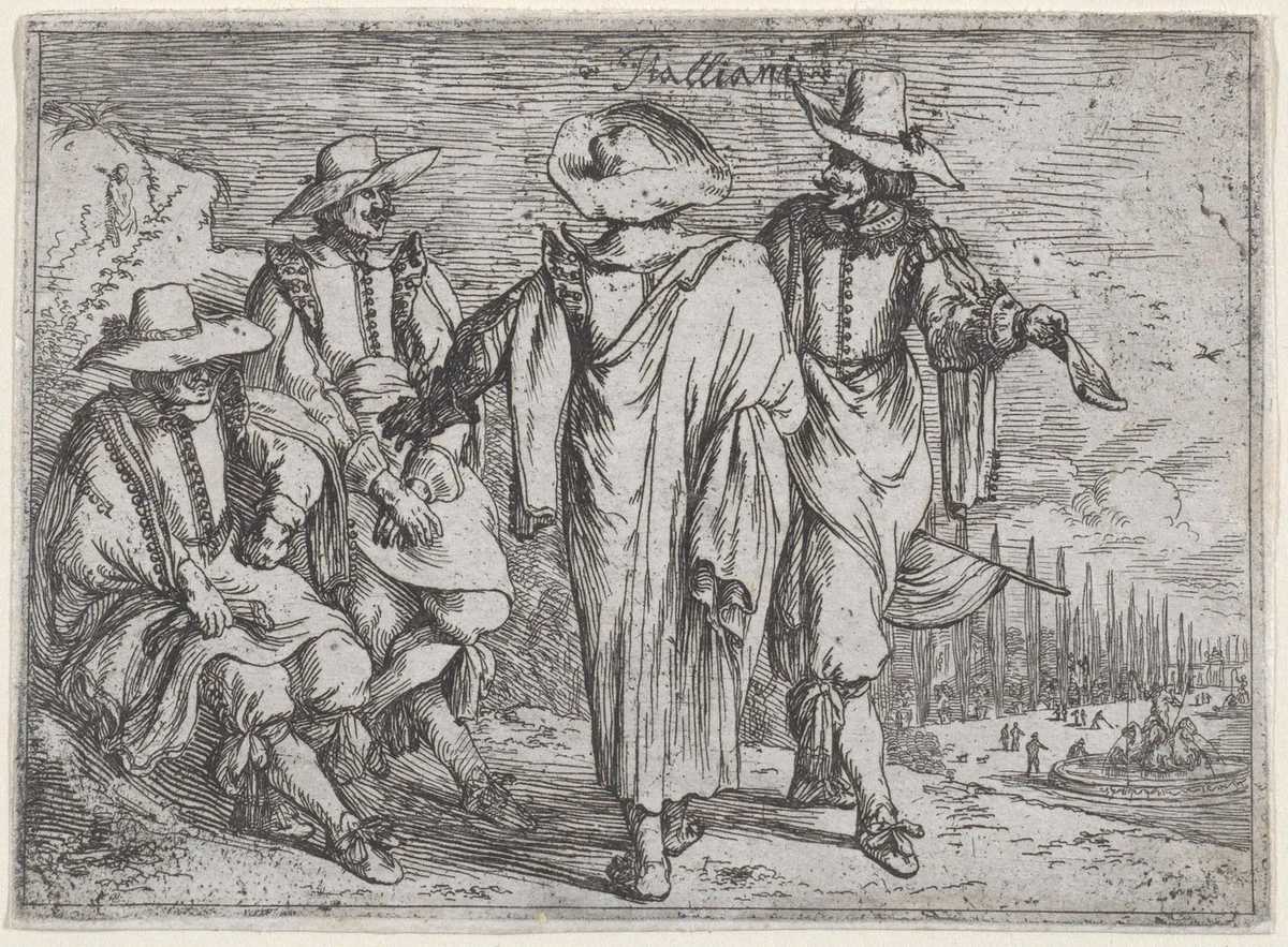 Italians, from a set of costume plates of different nations by Johann Wilhelm Baur, print, 1595-1645