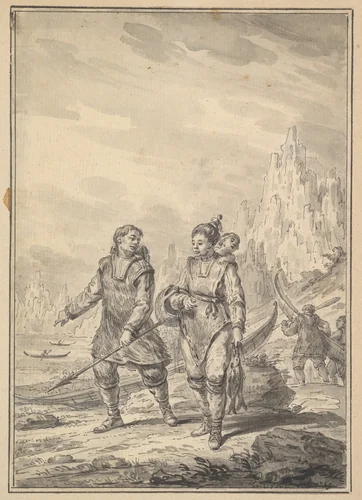 Inuit Manner of Dress by Jean Baptiste Le Prince, drawing, 1769