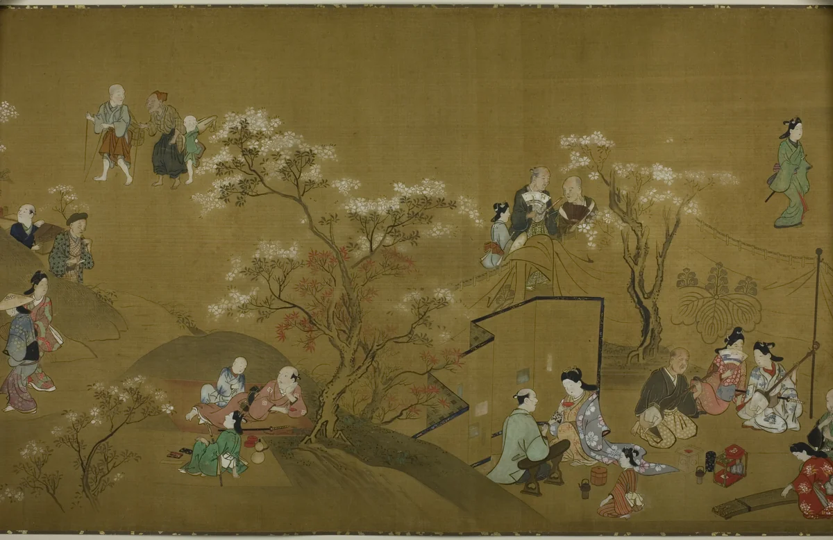 Pleasures of the Seasons by Hishikawa Morohira, drawing, 1700