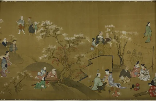 Pleasures of the Seasons by Hishikawa Morohira, drawing, 1700