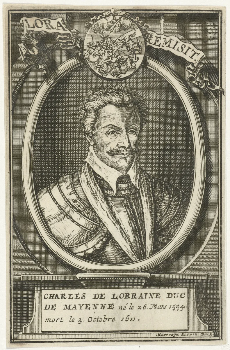 Portret van Charles de Guise duc de Mayenne by Jacobus Harrewijn, print, 1682-1711