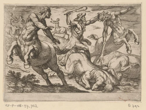 Hercules en de centauren by Antonio Tempesta, print, 1608