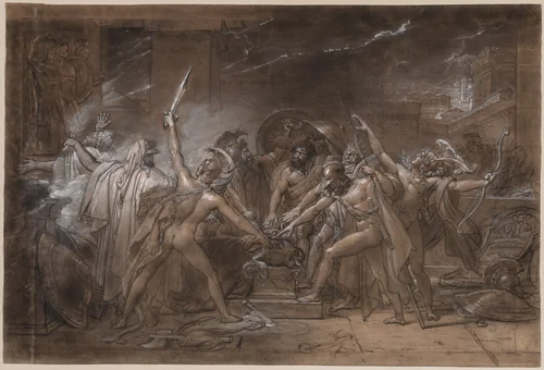 The Oath of the Seven Chiefs against Thebes by Anne-Louis Girodet, drawing, 1795-1805