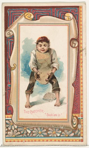 The Catcher, "Sock 'em in," from the Terrors of America set (N136) issued by Duke Sons & Co. to promote Honest Long Cut Tobacco by W. Duke, Sons & Co., print, 1888-1889