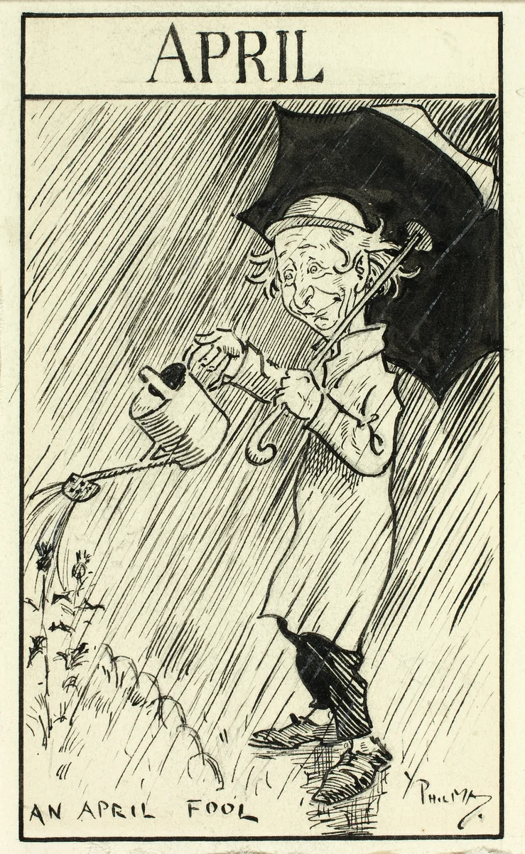 An April Fool by Philipp William May, drawing, 1884-1903