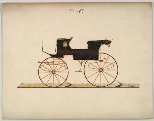 Design for Phaeton, no. 182 by Brewster & Co., drawing, 1850-1874