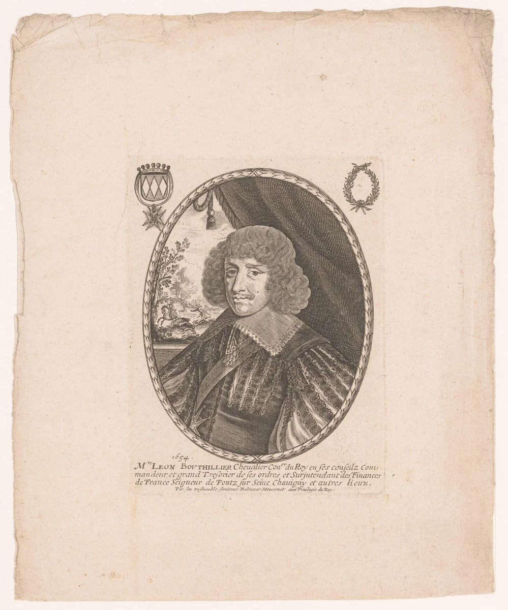 Portret van Léon Bouthillier by anonymous, print, 1654