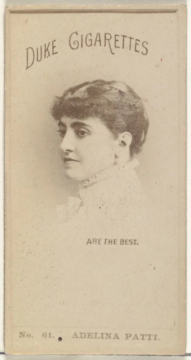 Card Number 61, Adina Patti, from the Actors and Actresses series (N145-6) issued by Duke Sons & Co. to promote Duke Cigarettes by W. Duke, Sons & Co., photograph, 1880-1889