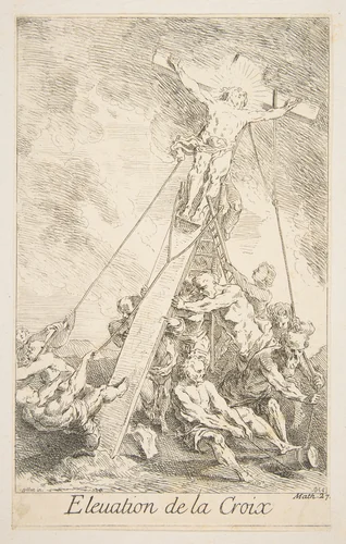 Elevation of the Cross by Claude Gillot, print, 1685-1722
