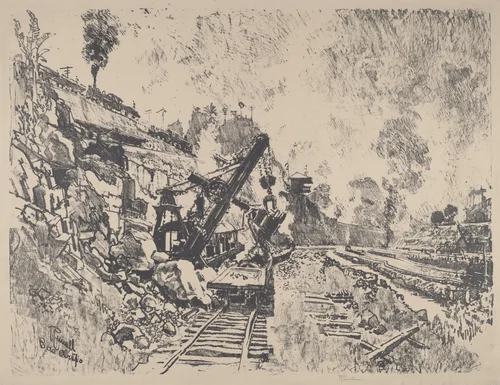 Steam Shovel at Work in Culebra Cut by Joseph Pennell, print, 1912