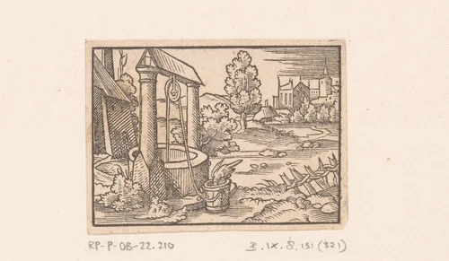 Fabel van de kraai en de kruik by Virgilius Solis, print, 1566
