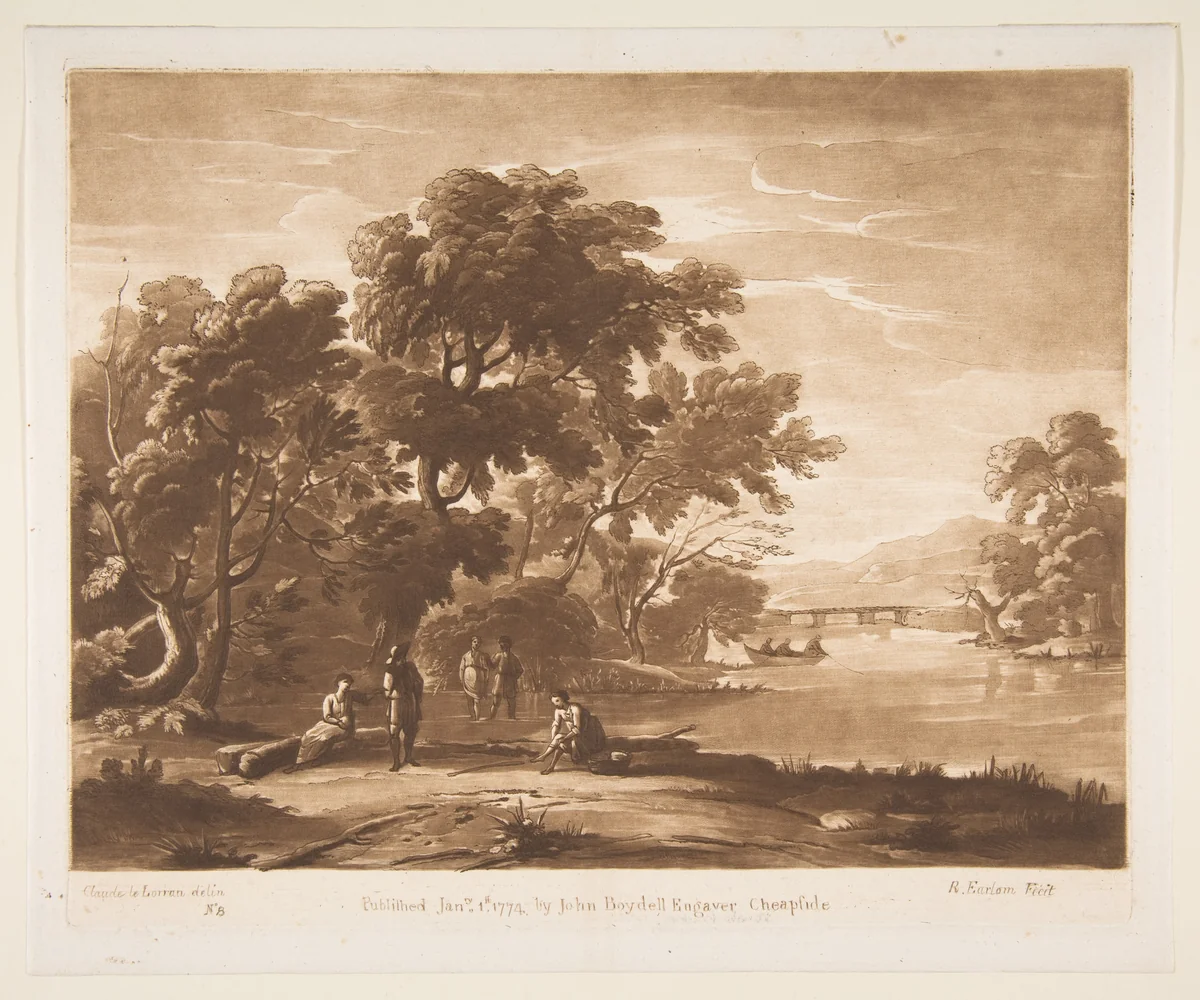 Landscape with Figures by Richard Earlom, print, 1774