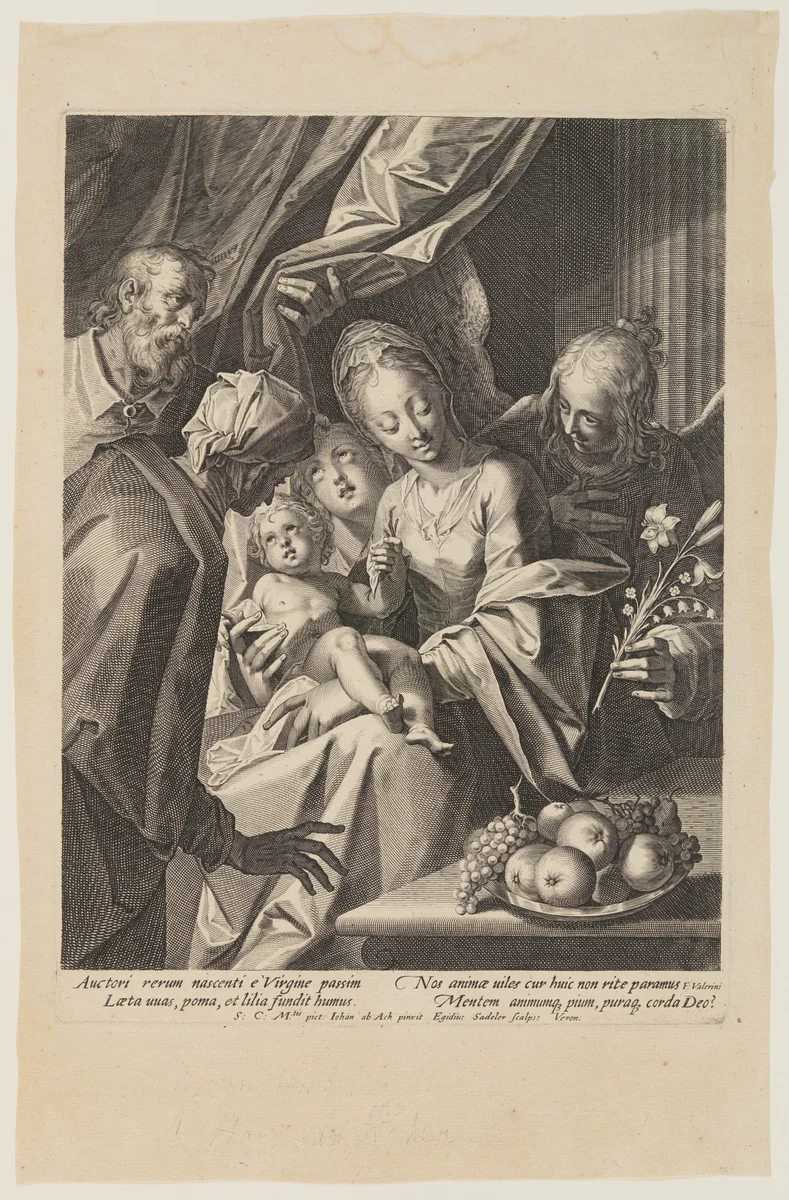 The Holy Family with Saint Anne and Two Angels by Aegidius Sadeler II, print, 1593