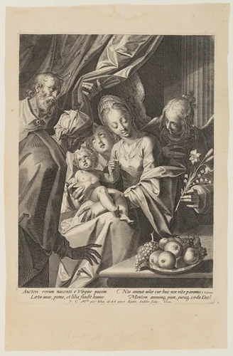 The Holy Family with Saint Anne and Two Angels by Aegidius Sadeler II, print, 1593