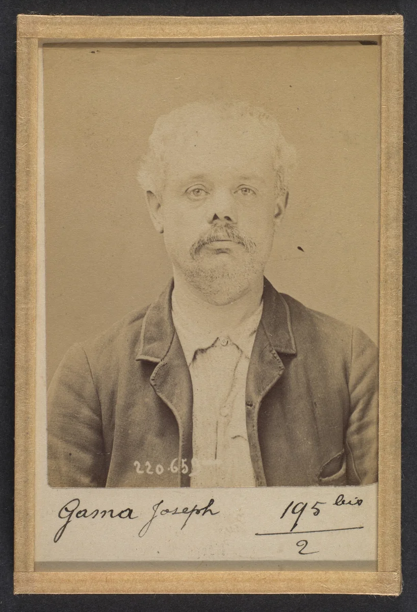 Gama. Joseph. 41 ans, né le 5/3/42 à Paris IXe. Graveur. Anarchiste. 6/7/94. by Alphonse Bertillon, photograph, 1894