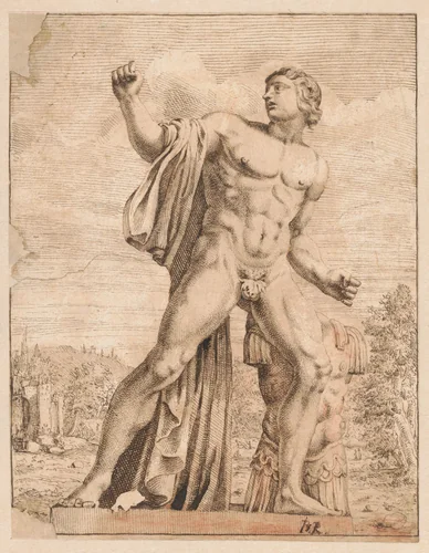 Een van de Dioscuren op het Quirinaal te Rome by anonymous, drawing, 1638-1700