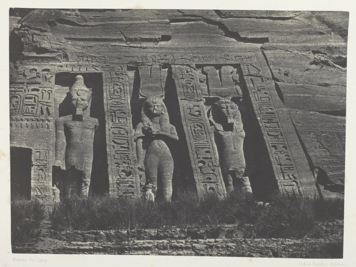 Ibsamboul, Partie Septentrionale Du Spéos D'Hathor; Nubie, plate 108 from the album "Egypte, Nubie, Palestine et Syrie" (1852) by Maxime Du Camp, photograph, 1849-1851