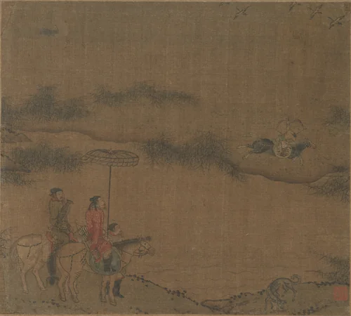 Three Horsemen Hunting Wild Geese by Unknown, painting, 960-1279