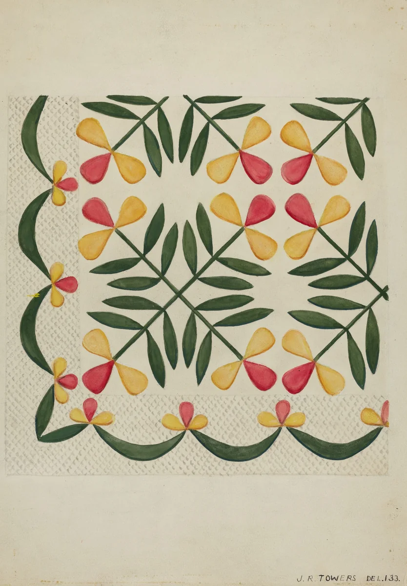 Applique Coverlet by John R. Towers, index of american design, 1936