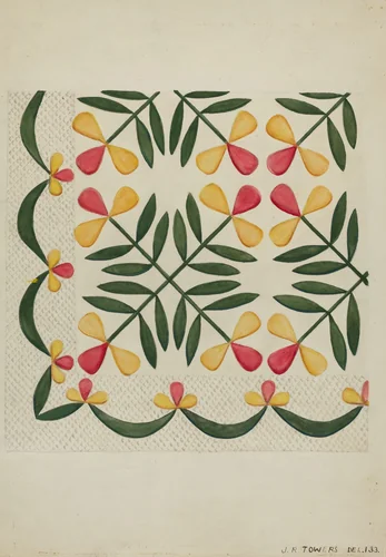 Applique Coverlet by John R. Towers, index of american design, 1936