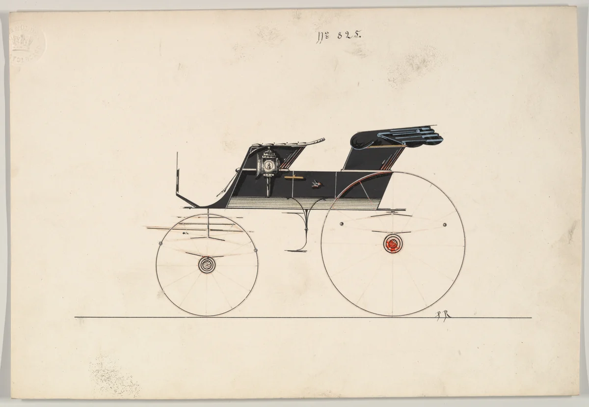 Design for Phaeton, no. 825 by Brewster & Co., drawing, 1850-1874