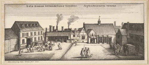 Arundel House from the North (copy) by Wenceslaus Hollar, print, 1650-1750