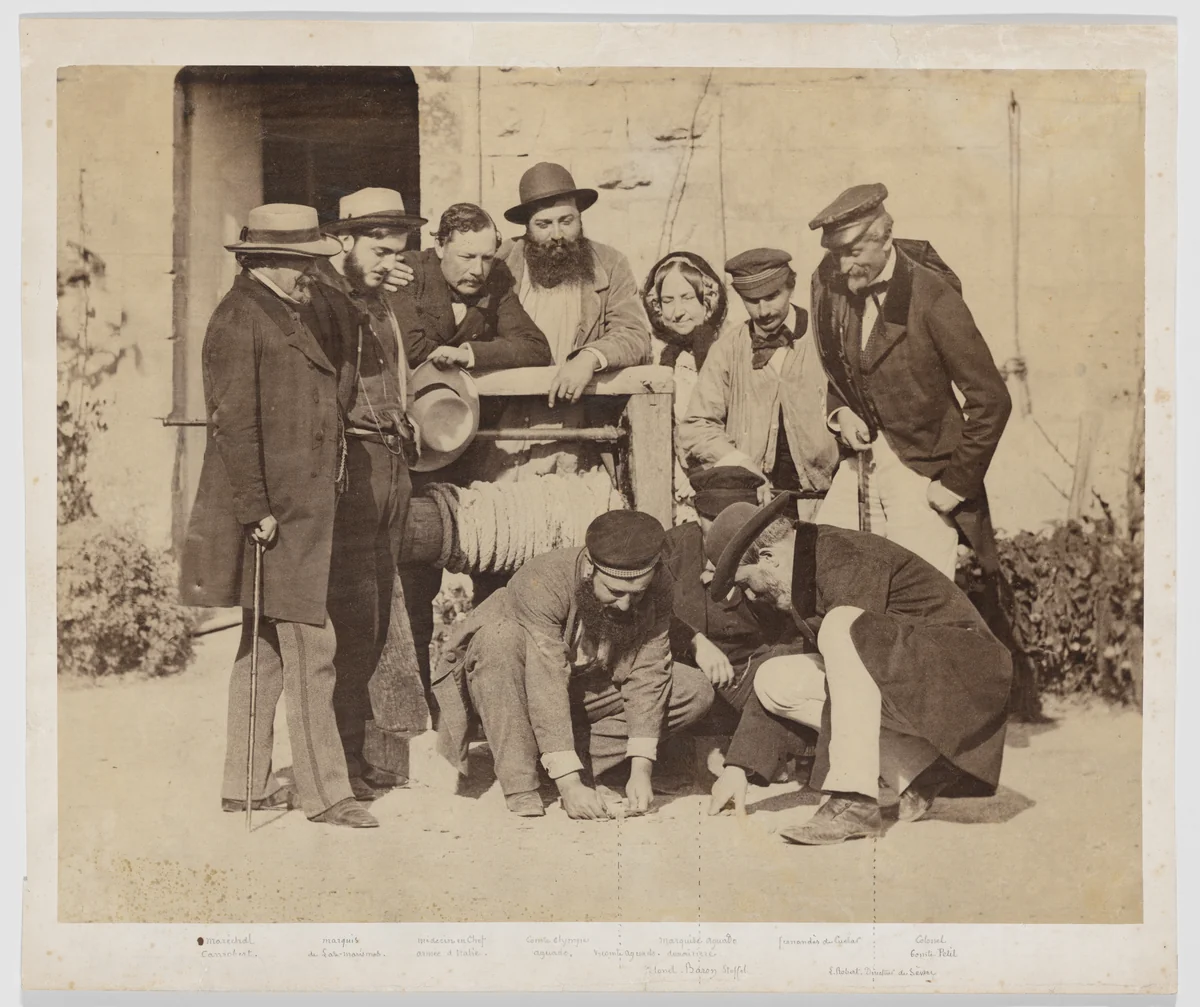 [Louis Robert, Onésipe Aguado, Olympe Aguado, Baron von Stoffel and others at the Aguado Country Estate, Grossouvre, France] by Louis-Rémy Robert, photograph, 1860