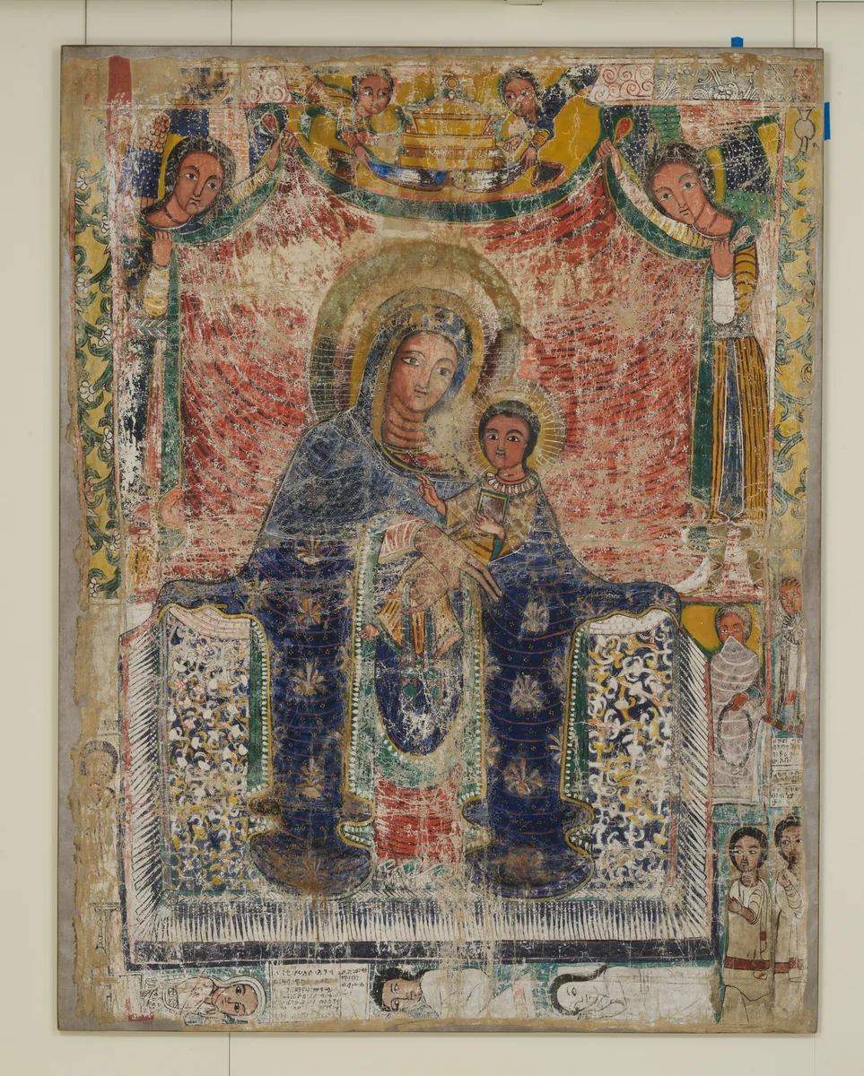 Wall painting of the Virgin and Child with donors by Northern Highlands artist, painting, 1795-1805