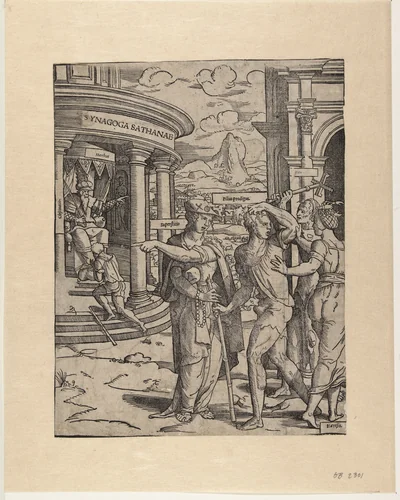 De verdrijving van de verloren zoon by Cornelis Anthonisz, print, 1535-1545