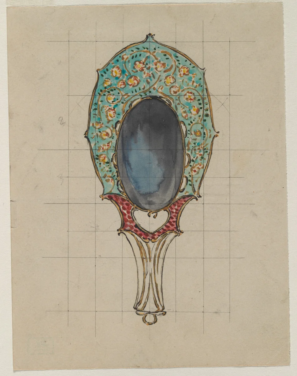Design for a Hand Mirror by Félix Bracquemond, drawing, 1900-1902