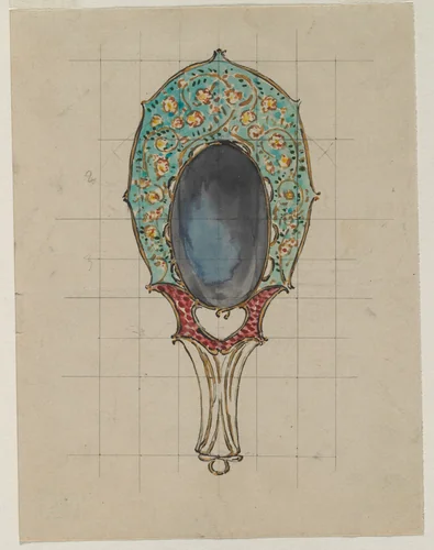 Design for a Hand Mirror by Félix Bracquemond, drawing, 1900-1902
