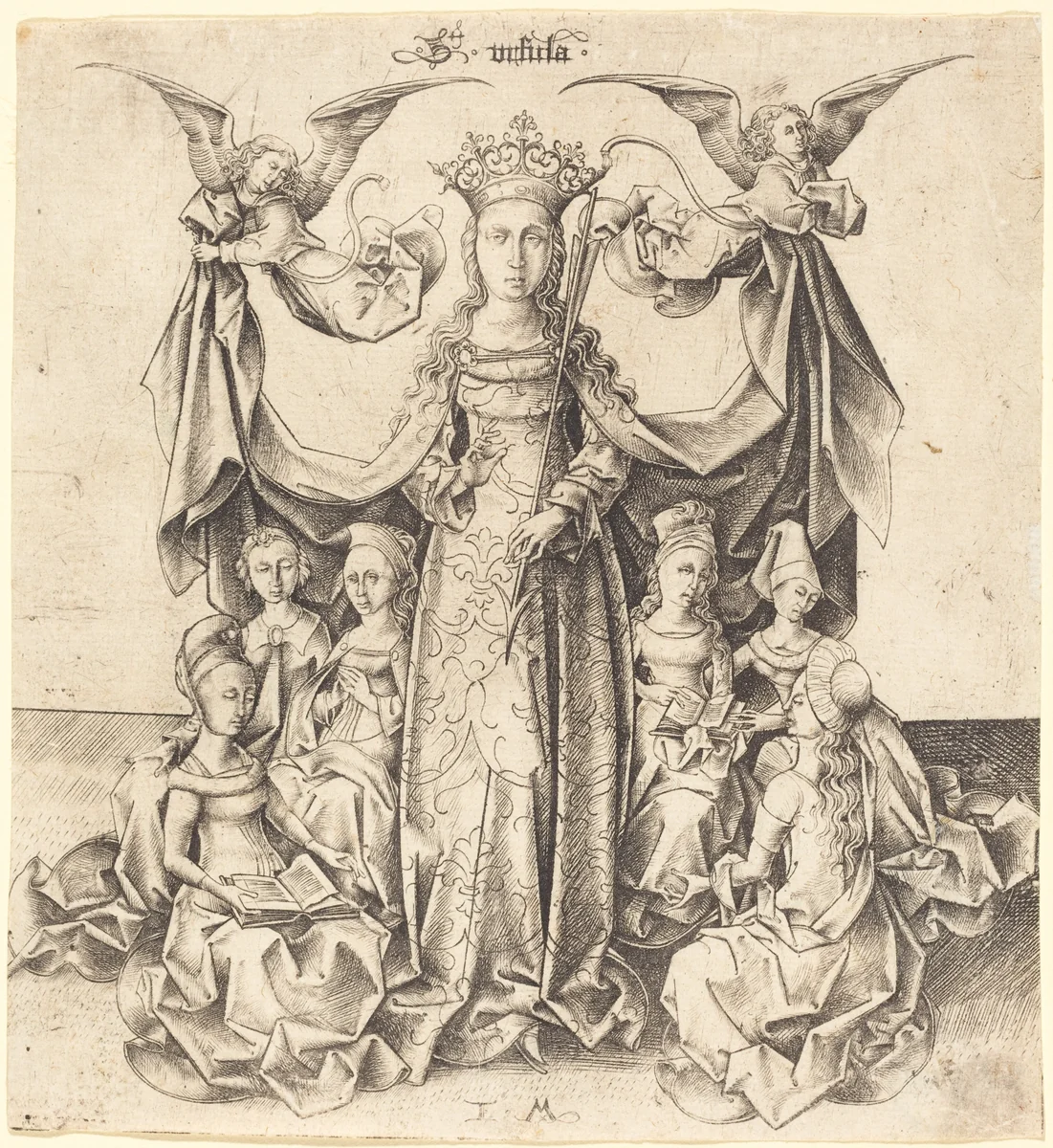 Saint Ursula and Her Maidens by Israhel van Meckenem, print, 1475-1480