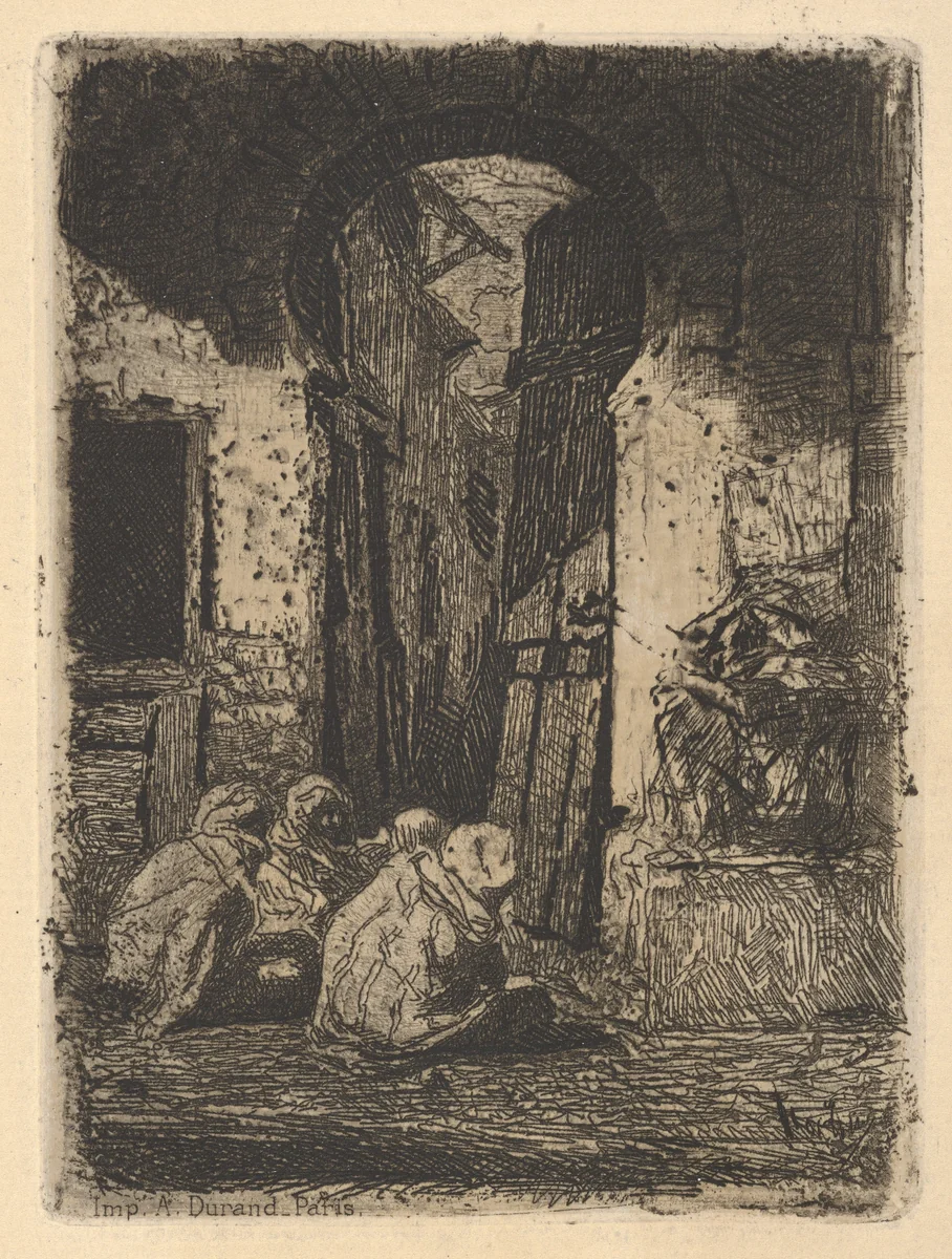 Tangier, Seated Arabs by Mariano Fortuny Marsal, print, 1838-1874