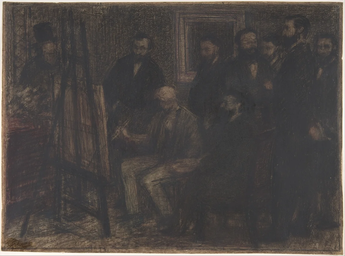 Manet's Studio in the Batignolles by Henri Fantin-Latour, drawing, 1865-1875
