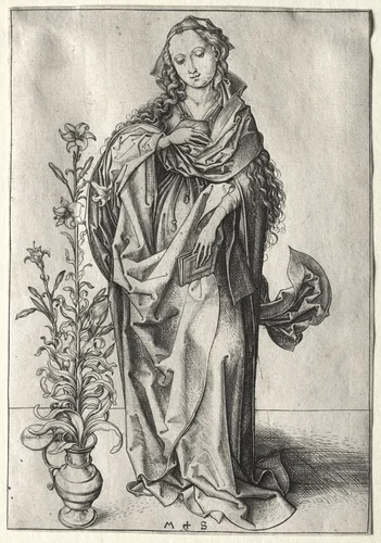 The Virgin of the Annunciation by Martin Schongauer, print, 1465-1485