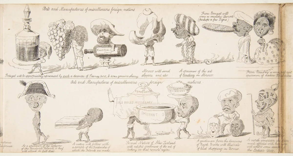 The Great Exhibition "Wot is to Be", Probable Results of The Industry of All Nations in The Year '51, Showing What is to be Exhibited, Who is To Exhibit, in Short How Its All Going to Be Done by George Augustus Sala, print, 1850