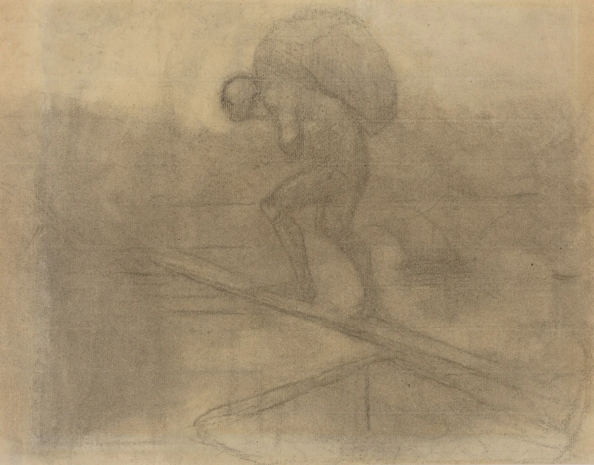 Man Carrying a Sack by Honoré Daumier, drawing, 1808-1879