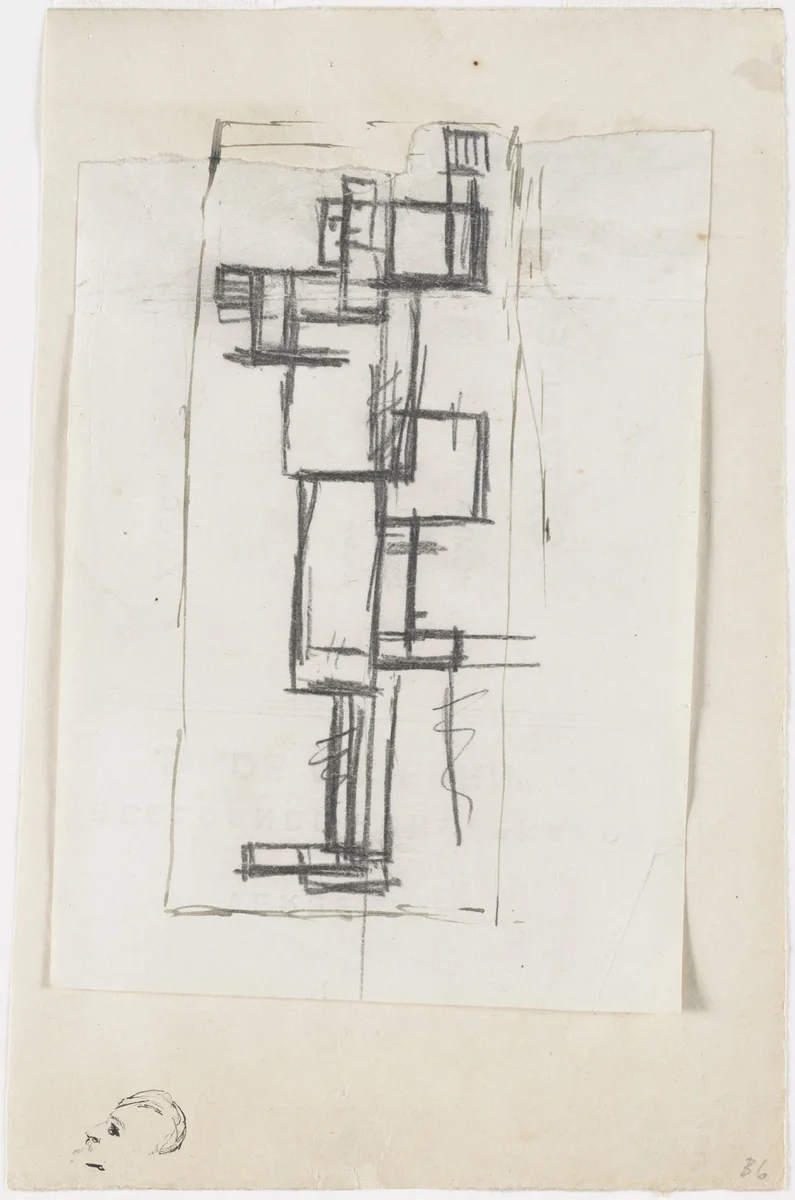 Study for Rhythm of a Russian Dance by Theo van Doesburg, drawing, 1917