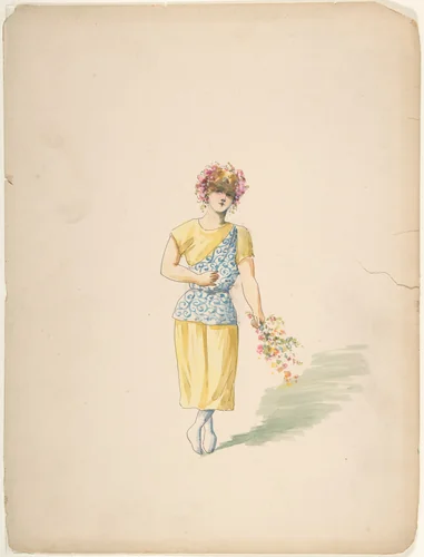 Costume for a Youth in Yellow and Blue by Charles Bianchini, drawing, 1875-1905