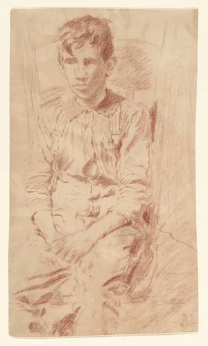 a) Seated Boy b) ( Boy's Face) by Joseph Stella, drawing