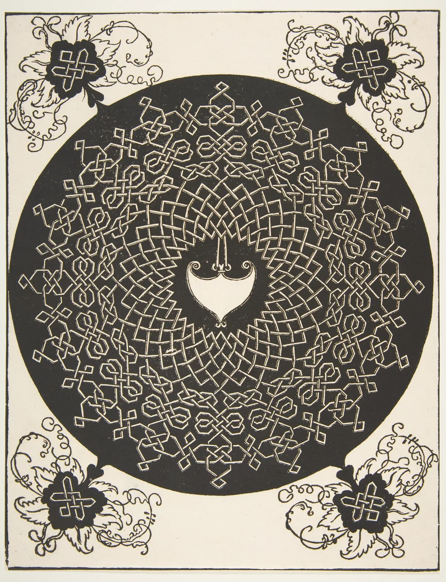 “The Second Knot”. Interlaced Roundel with an Amazon Shield in its Center by Albrecht Dürer, print, 1500-1521