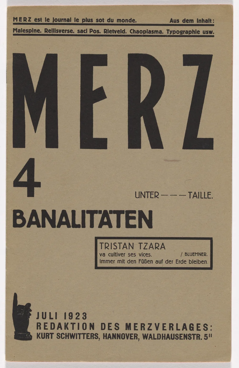 Merz no. 4: Banalities (Banalitäten) by Kurt Schwitters, design, 1923