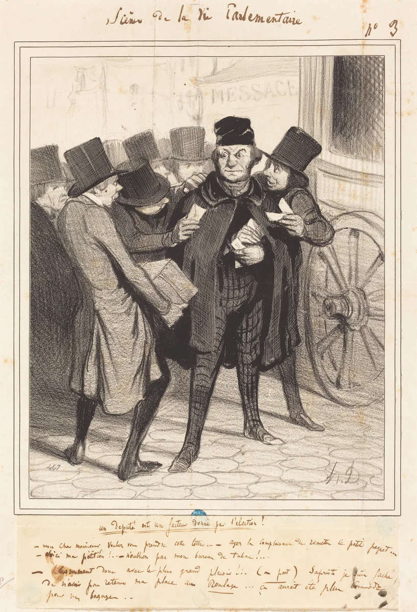 Un Voyage d'agrément a Paris by Honoré Daumier, print, 1843