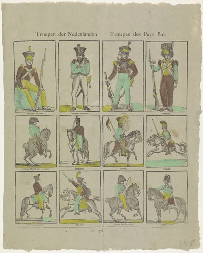 Troepen der Nederlanden / Troupes des Pays-Bas by Philippus Jacobus Brepols, print, 1800-1833