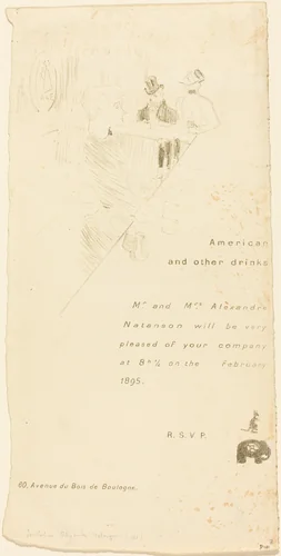 Mr. and Mrs. Alexandre Natanson Invitation by Henri de Toulouse-Lautrec, print, 1895