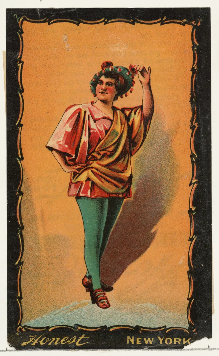 Actress standing with hand on hip, from the Transparencies series (N137) issued by W. Duke, Sons & Co. to promote Honest Long Cut Tobacco by W. Duke, Sons & Co., print, 1884-1890