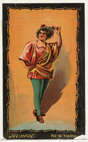 Actress standing with hand on hip, from the Transparencies series (N137) issued by W. Duke, Sons & Co. to promote Honest Long Cut Tobacco by W. Duke, Sons & Co., print, 1884-1890